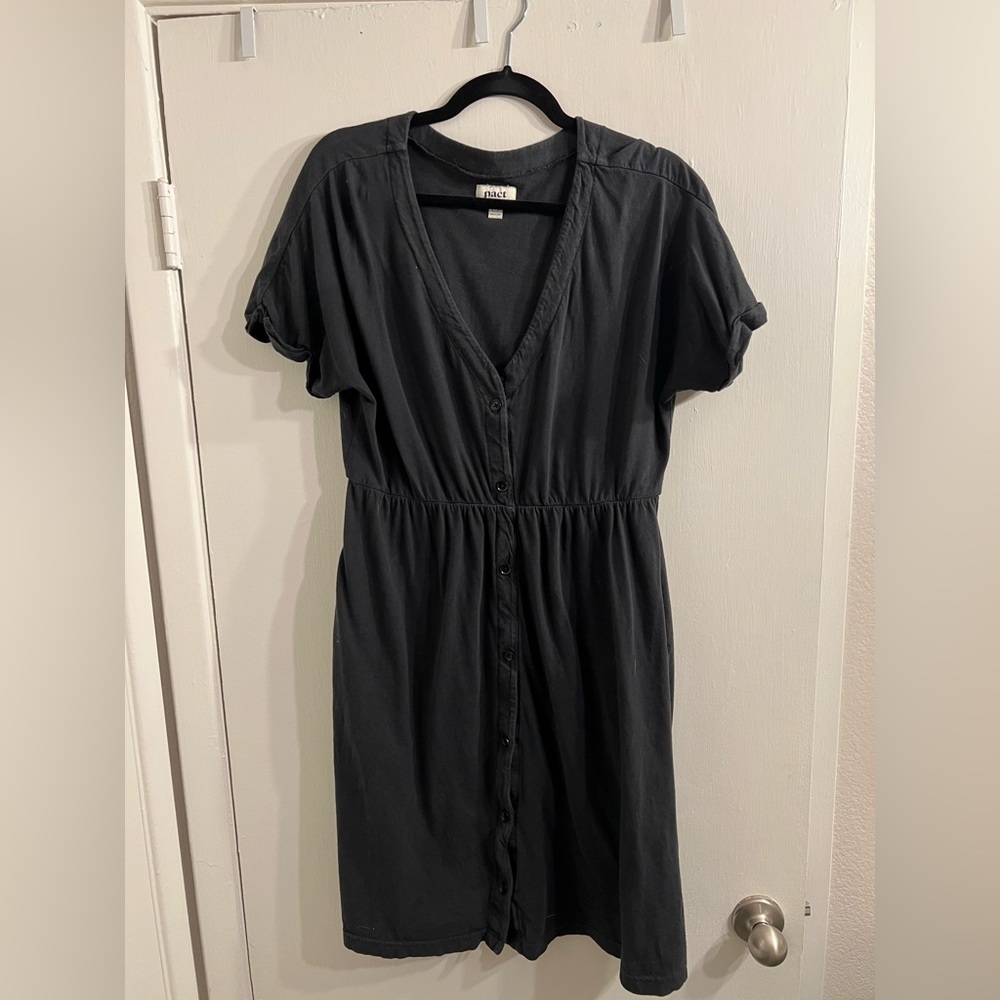 Pact 100% cotton button down dress size large